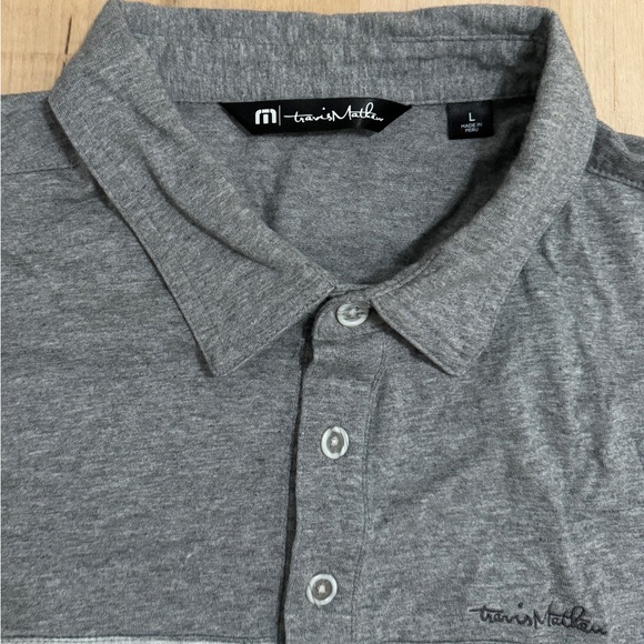 Travis Matthew Golf Polo Gray Stripes Large Short sleeve Golf Shirt - Picture 4 of 8